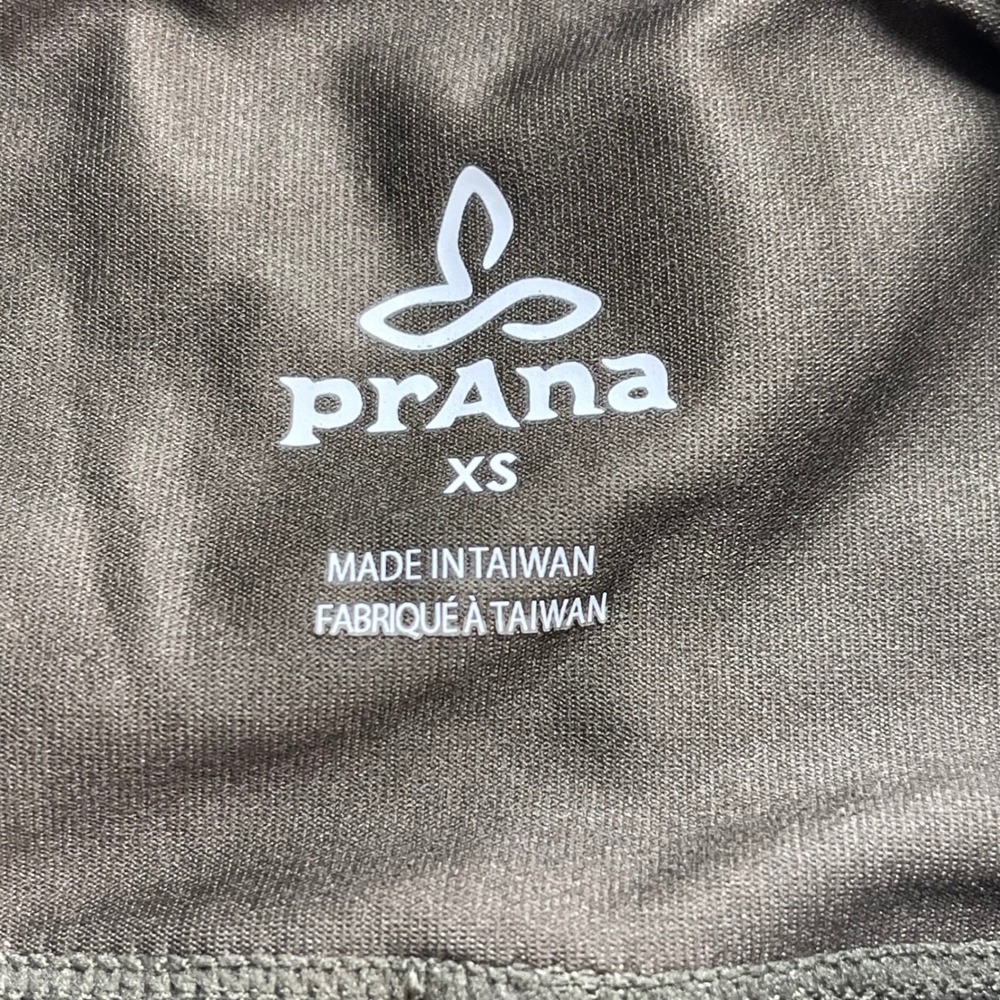 Prana Women's XS Olive Green Floral Colorblock Crop Leggings Yoga Pants Stripe - Picture 2 of 9